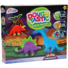 Dough Tastic Glow-In-The-Dark Dinosaur Set – Make Your Own Clay Dinosaurs, 200g Reusable Dough, 4 Colors & 4 Cutouts (R03-0191/18)