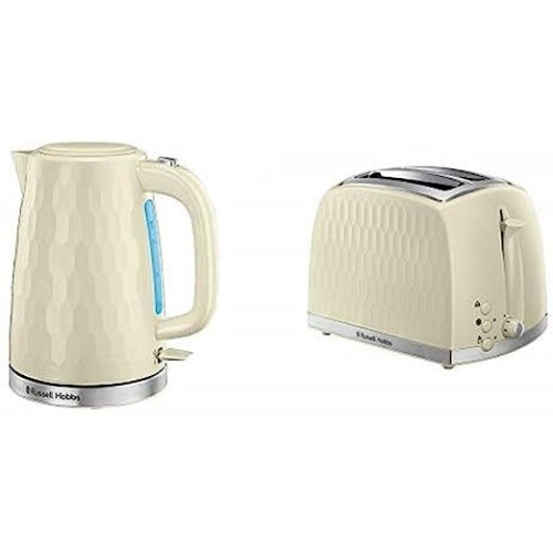 Russell Hobbs Kettle and 2 Slice Toaster, Cream on OnBuy