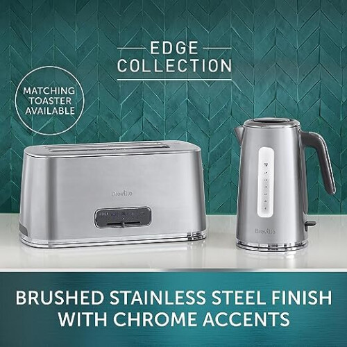 Breville Edge Kettle and Toaster Set with 1.7 Litre, 3KW FastBoil Electric Kettle and 4Slice