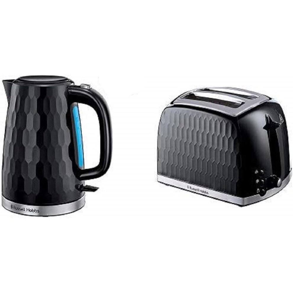 Russell Hobbs Honeycomb Kettle and 2 Slice Toaster, Black