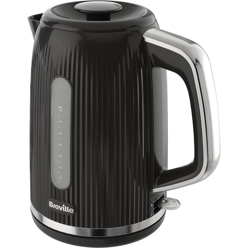 Breville Bold Black Electric Kettle | 1.7L | 3kW Fast Boil | Black & Silver Chrome [VKT221]