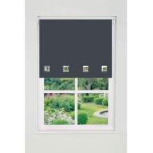 Square Eyelet Edge Roller Blind 165cm Drop x 110cm Slate Grey - Chrome Square Eyelets, Child-Safety Device, Easy Fit, Light-Filtering Polyester