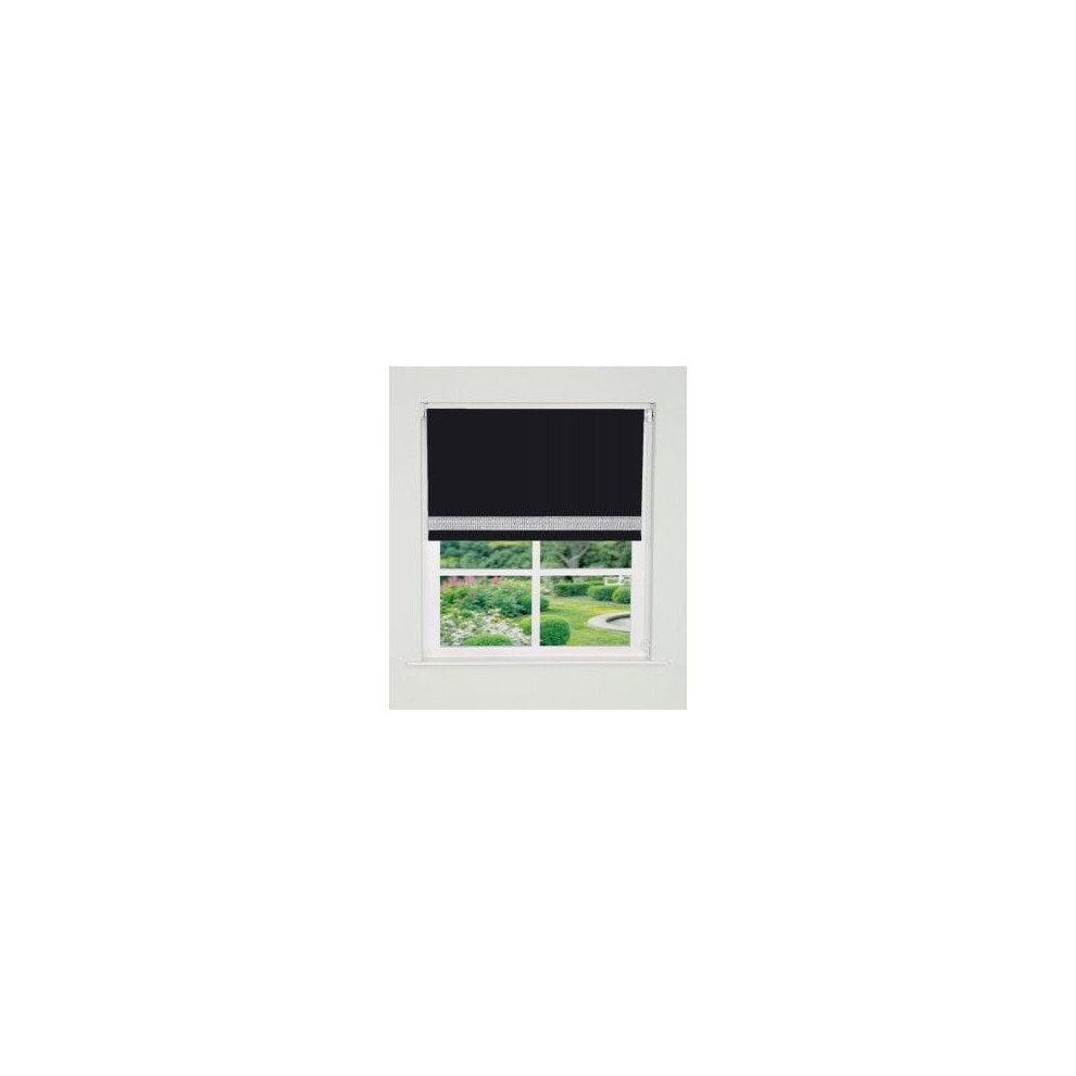 Straight Diamante Edge Border Blackout Roller Blind 165cm Drop x 50cm Black