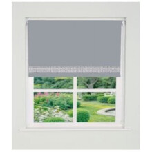 Straight Diamante Edge Border Blackout Roller Blind 165cm Drop x 150cm Light Grey