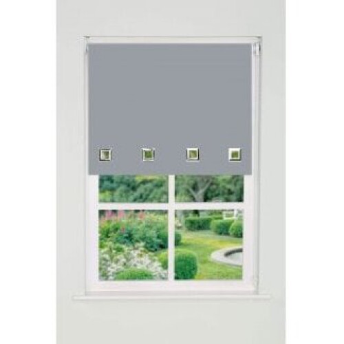 Square Eyelet Edge Roller Blind 165cm Drop x 130cm Light Grey