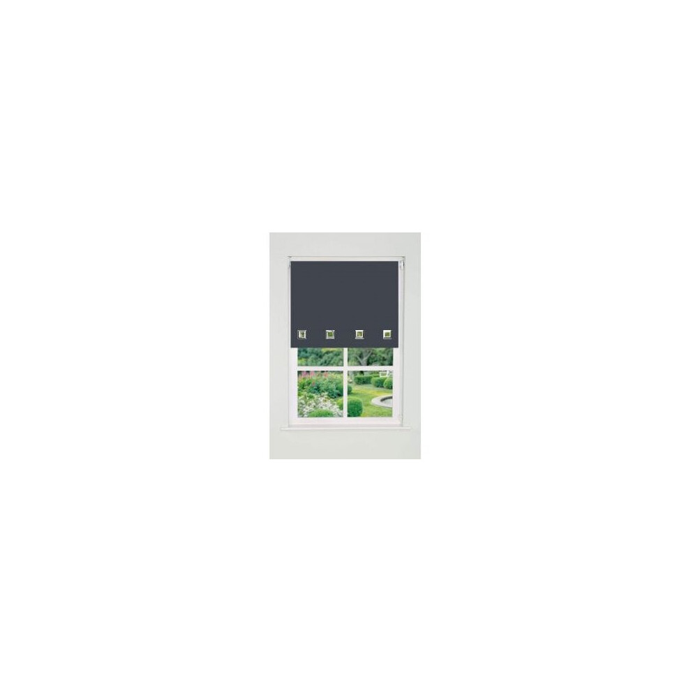 Newedgeblinds Grey Square Eyelet Edge Roller Blind Drop X 210Cm Slate 165Cm