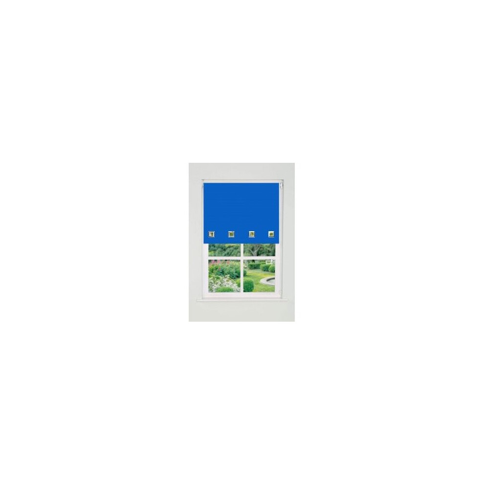 Newedgeblinds Blue Square Eyelet Edge Roller Blind Drop X 110Cm 165Cm