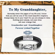 Fashionable stainless steel leather bracelet with magnetic twist stainless steel men's bracelet