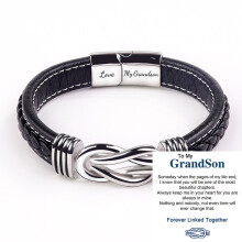 Fashionable stainless steel leather bracelet with magnetic twist stainless steel men's bracelet