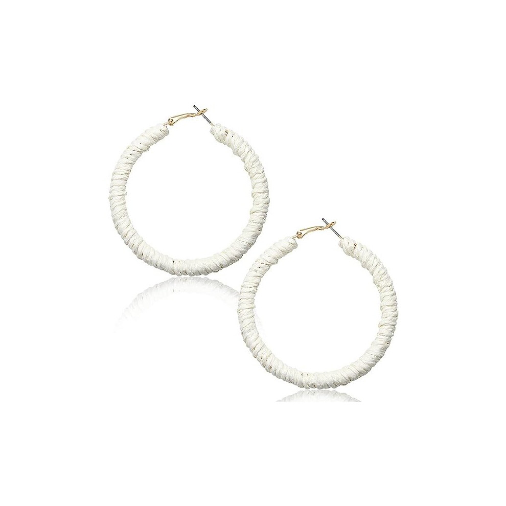 Photos - Earrings TIANFU  For Women Handmade Woven Wicker Hoop  Rattan  for Women Big Circle Dangle  