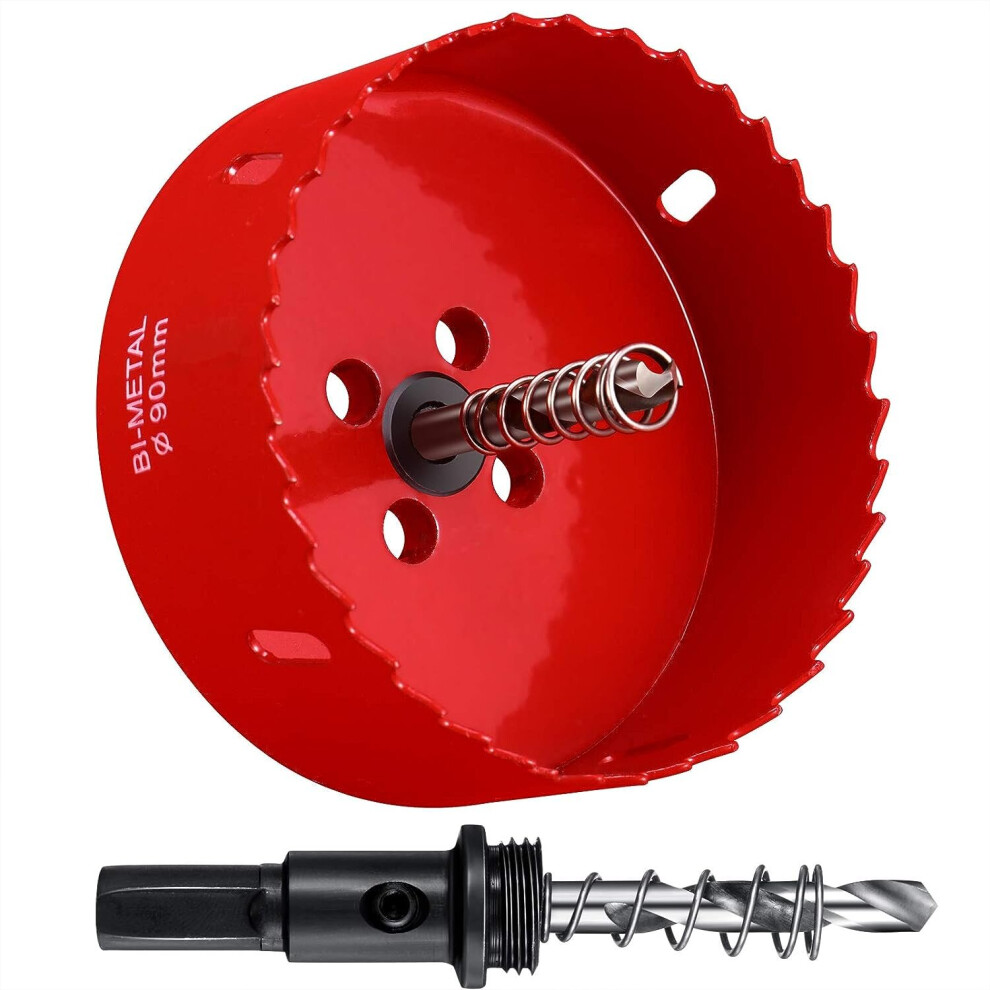 Corn Hole Drilling Cutters, Heavy Duty Metal Hole Cutter For Wood Cornhole Boards Aluminum Plastic With Open Saw (Red,90 Mm/ 3.5 Inch) 7042558907335