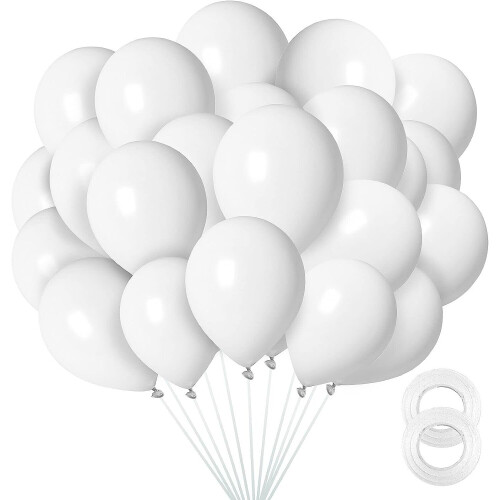 12 inches, 100 bags of pearl white latex balloons with helium quality for birthday, baby shower, wedding, Halloween, Christmas party decoration