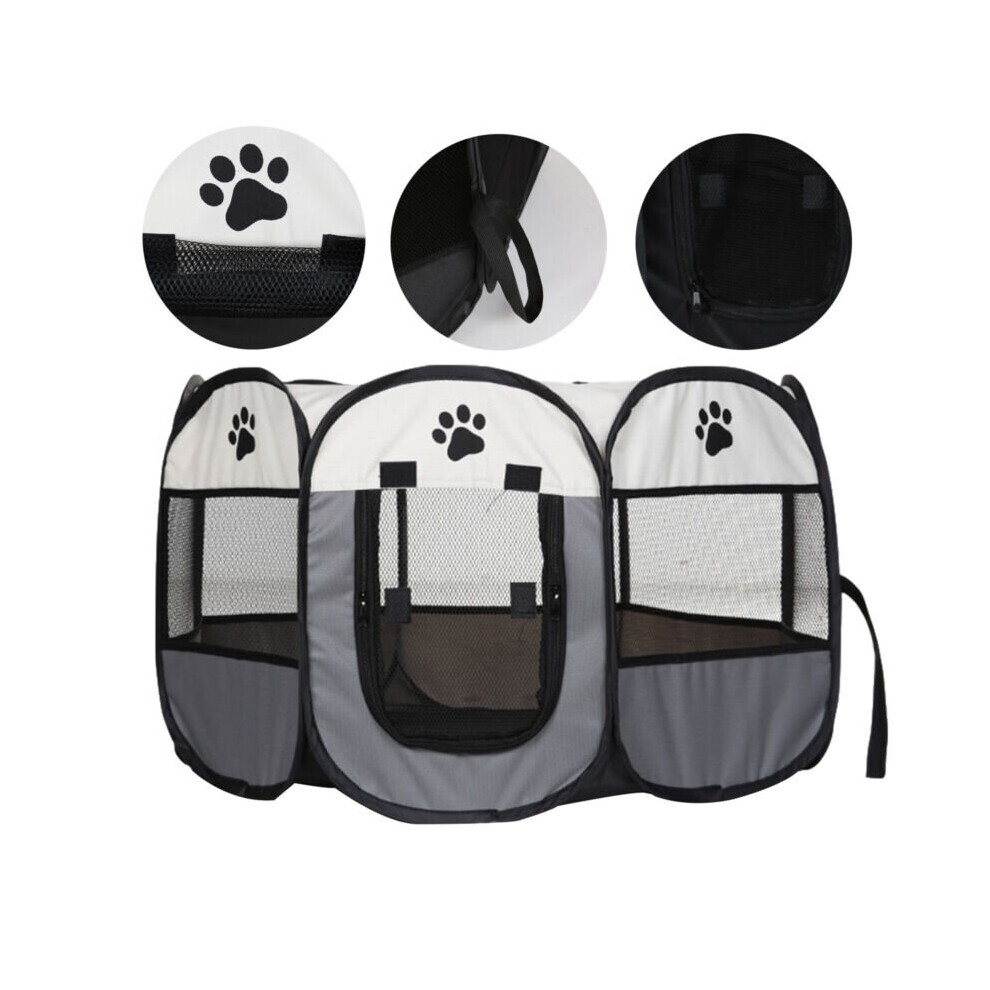 (Grey) Portable Pet Playpen Pop Up Dog Tent Cat Fence,91*91*58cm