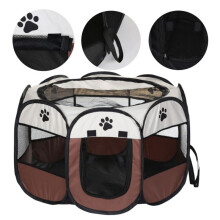 (Brown) Portable Pet Playpen Pop Up Dog Tent Cat Fence,91*91*58cm