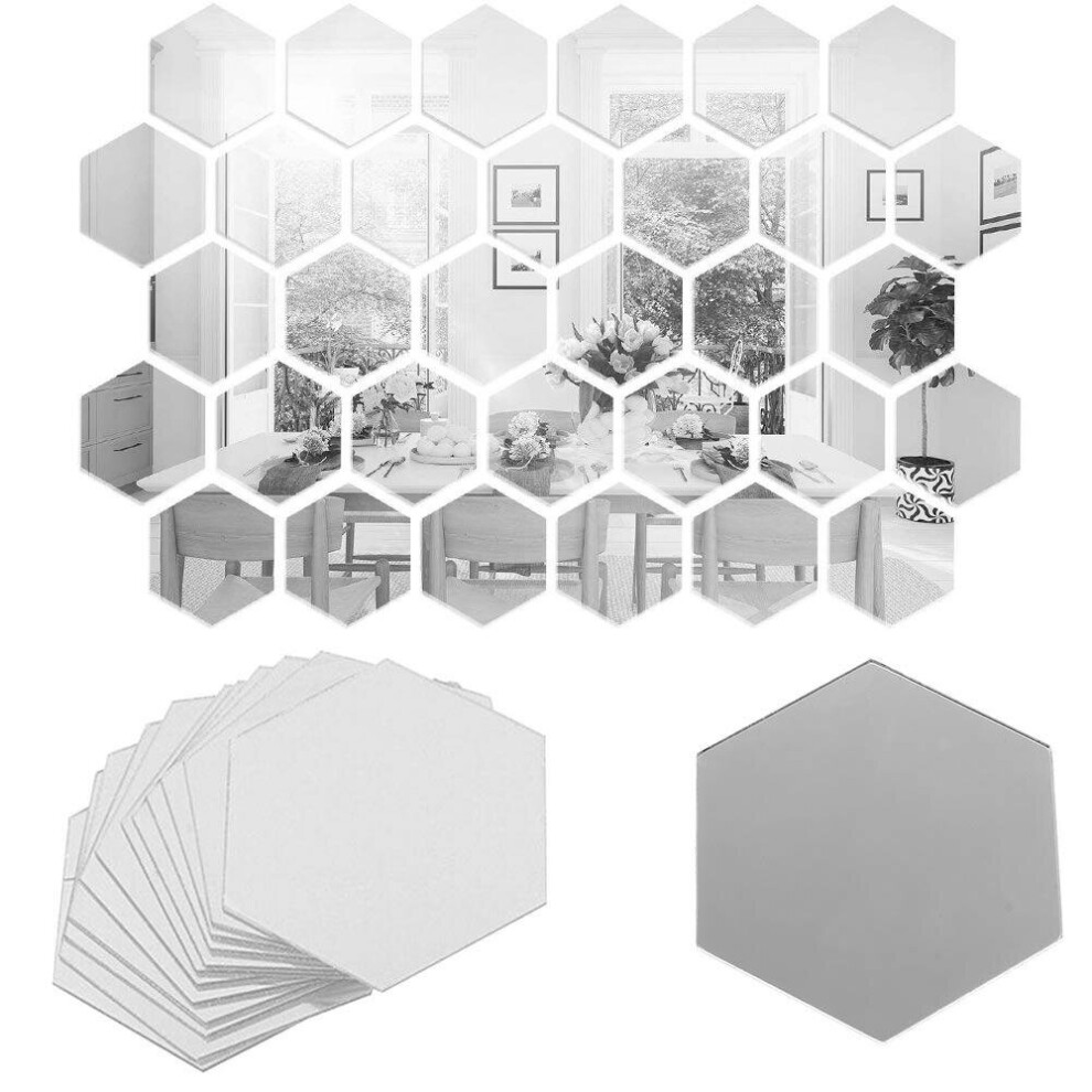 48 X 3D Hexagon Mirror Tiles Wall Stickers Self Adhesive Decor Stick On Art Home