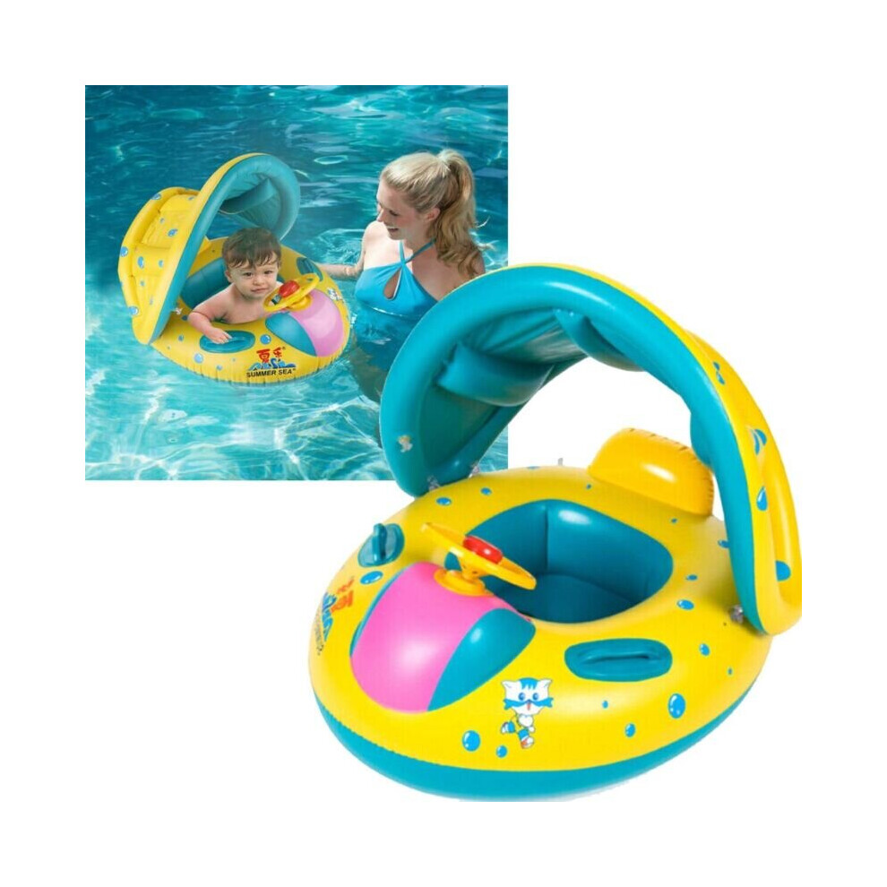 Olymdo Baby Swimming Pool Ring Inflatable Pool Canopy For 6-36 Months Babies