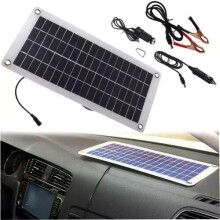 Portable Solar Panel 12V 30W Car Van Boat Caravan Camper Battery Charger Kit