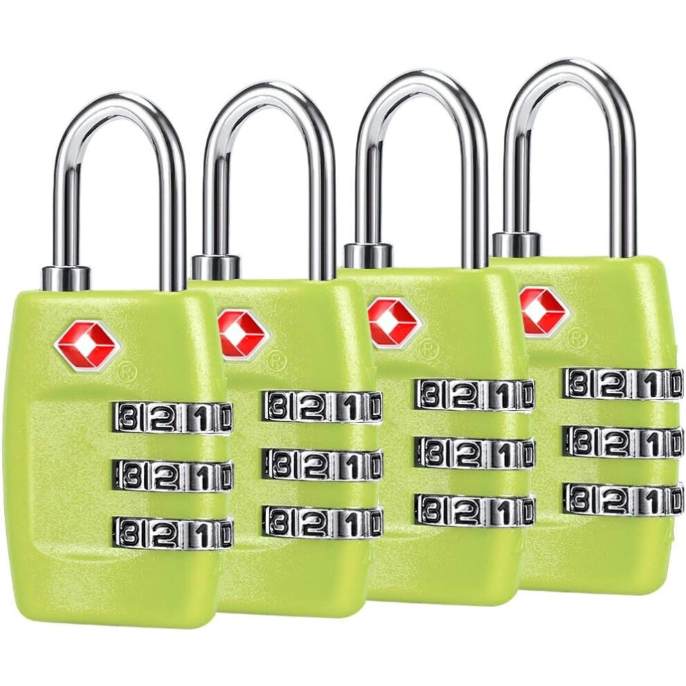 Luggage Locks (4Pack) - 3 Digit Combination Padlocks - Approved Travel Lock for Suitcases & Baggage (Green1)-image-OPC-PBZYY7Q-NEW