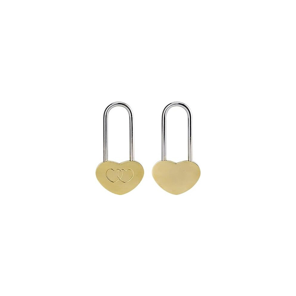 2Pcs 40Mm Double Heart Padlock,Love Lock Without Key For Lovers Wedding,Valentines,Anniversary,Travel (No Key) 7042558906703