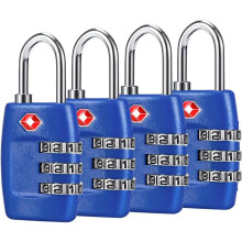 Luggage Locks (4Pack) - 3 Digit Combination Padlocks - Approved Travel Lock for Suitcases & Baggage (Dark Blue)