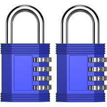 Lock for Gym Locker, 4 Digit Combination Lock for Gym, Employee, School, Fence, Gate, Hasp Cabinet, Set Your Own Keyless (2 Pack, Blue)