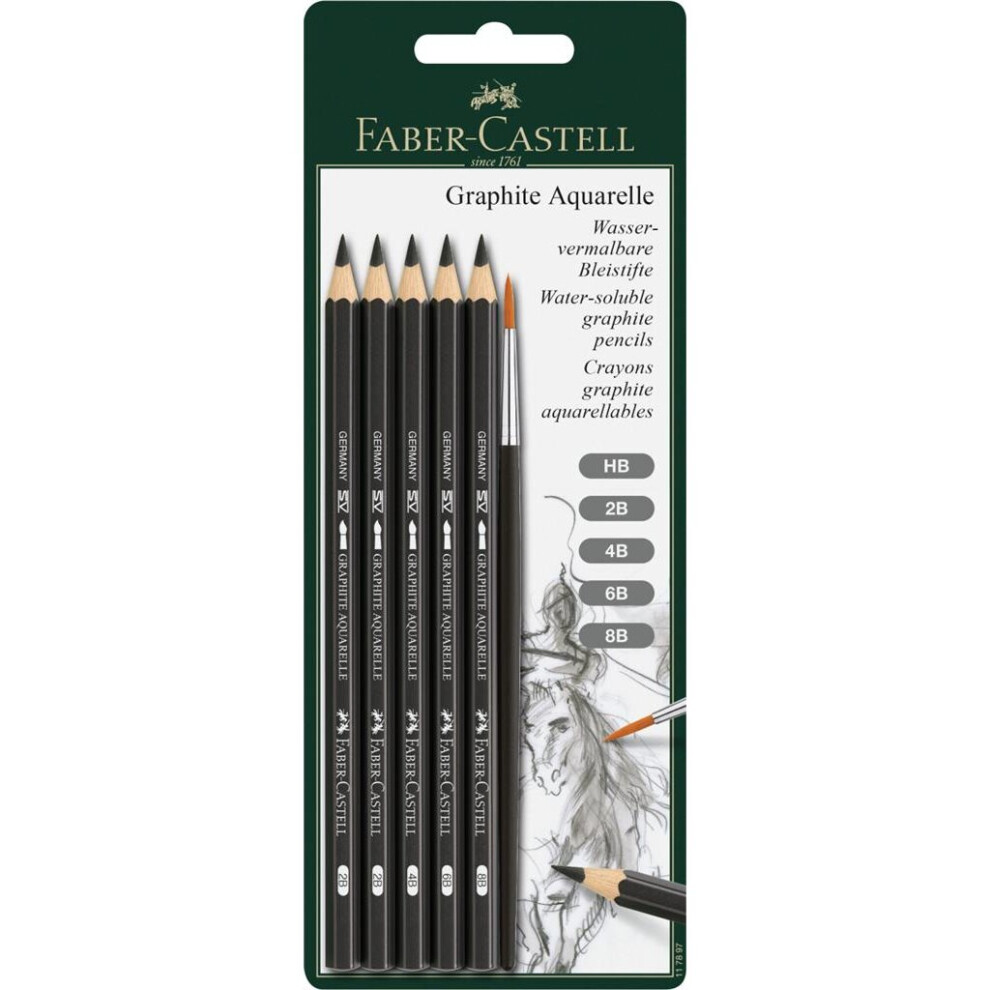Faber-Castell Graphite Aquarelle Blister Card HB/2B/4B/6B/8B (5pk)