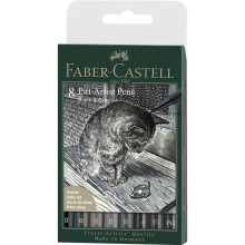 Faber-Castell PITT Artist Pens Brush Black & Greys (8pk)