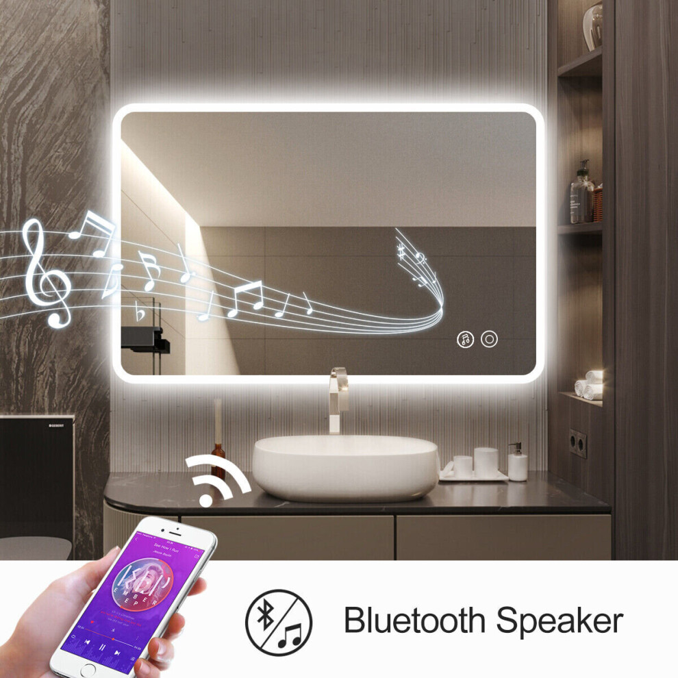 (700x1000mm) Bathroom Mirror with LED Light Illuminated Bluetooth Mirror IP44 Rectangular