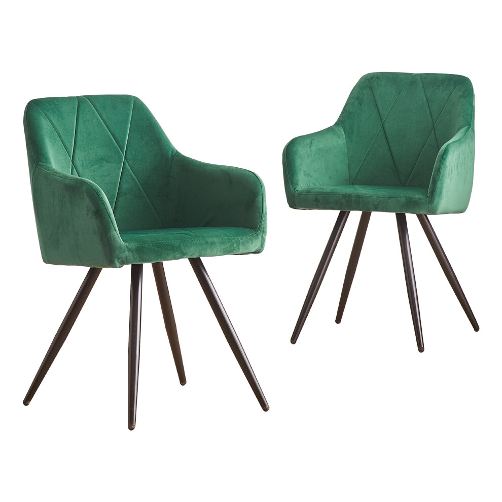 (GREEN) 2X Velvet Dining Chairs Metal Legs Kitchen home