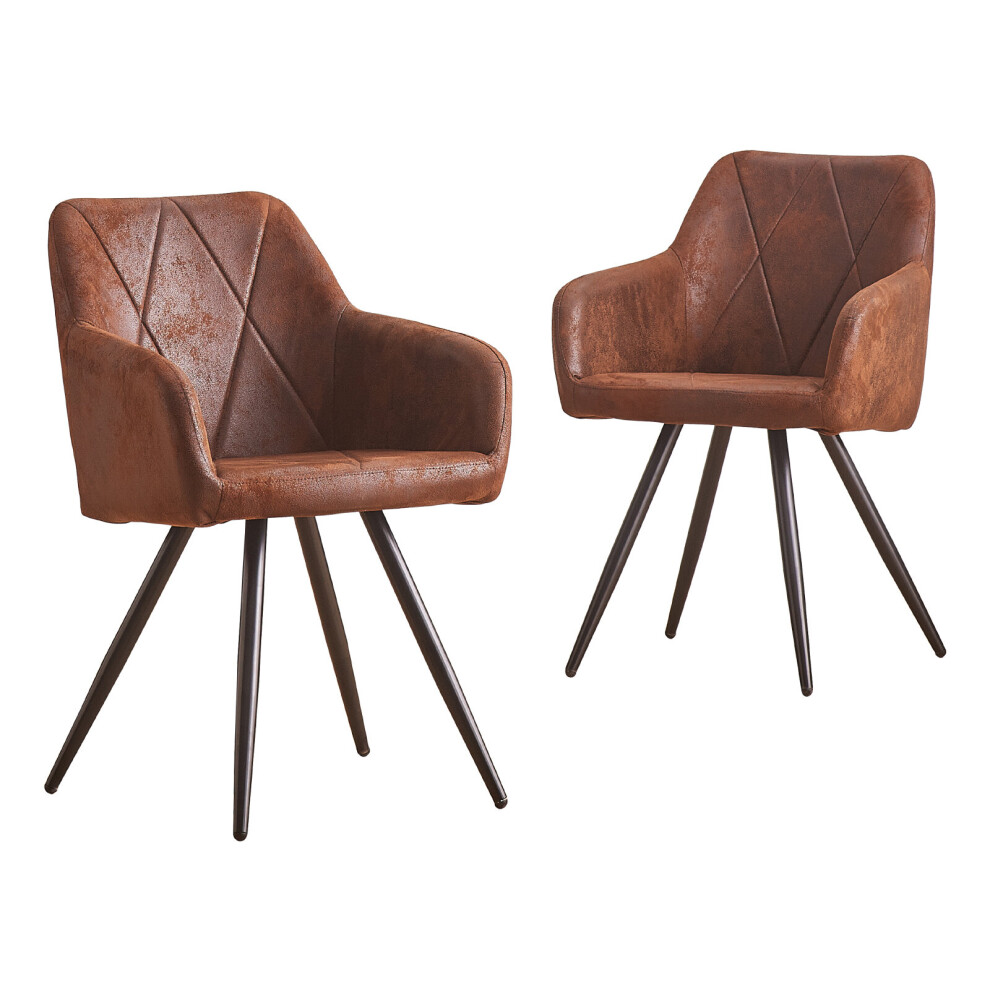 (BROWN) 2X Velvet Dining Chairs Metal Legs Kitchen home