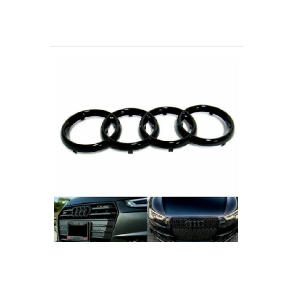 Gloss Black Front Grille Badge Rings Logo Emblem Audi 273mm