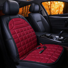 (  Single seater red) Universal 12V Car Seat Pad Cushion Cover Heating Heater Warm Heated Home Winter