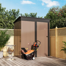 5.27ft x3.08ft Brown Metal Garden Shed Outdoor Tool Storage Shed