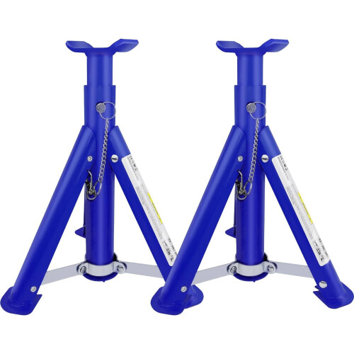 3 Tonne Fixed Folding Axle Stands Set of 2pce Adjustable Height(305mm-415mm) Lifting Tool