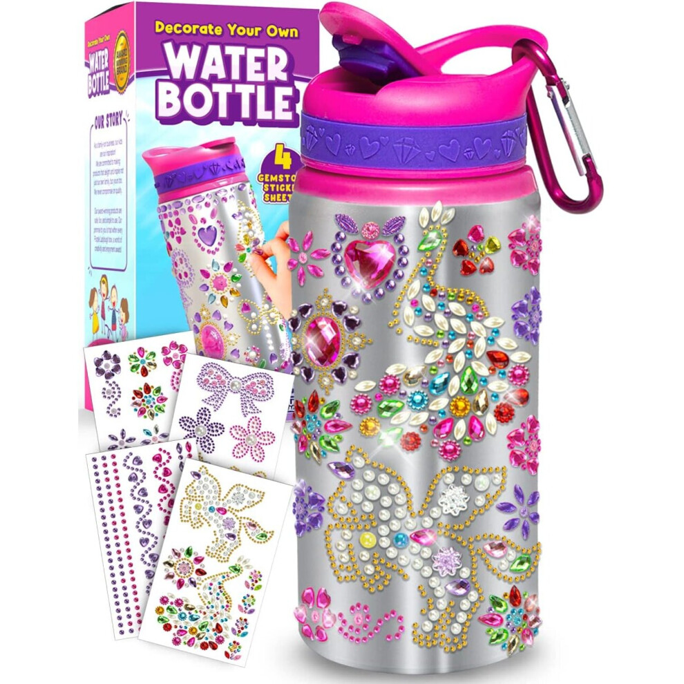 PURPLE LADYBUG Decorate Your Own Water Bottle Craft Kits for Kids Creative Gifts for KidsFun Travel Arts and Crafts for Kids Age 6-12