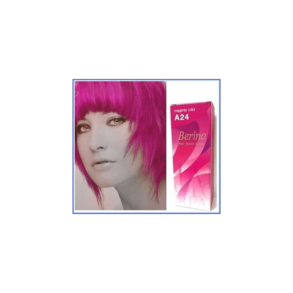 Berina Permanent Hair Dye Color Cream A24 Pink Magenta