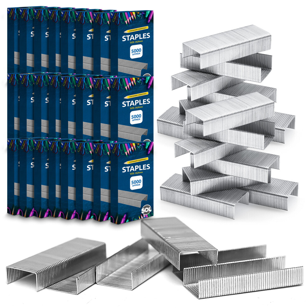 120,000pk Staples 26/6 Standard Fit | 26/6mm Staples for Desktop