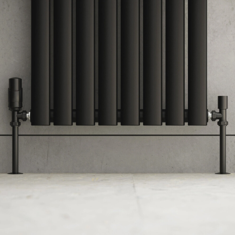 Modern Matte Black Brass Thermostatic Radiator Valve Angled