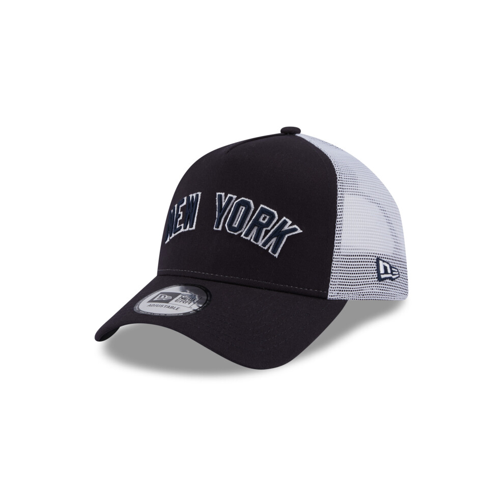 New Era Mens Team Script Trucker Snapback Cap ~ New York Yankees Navy Blue