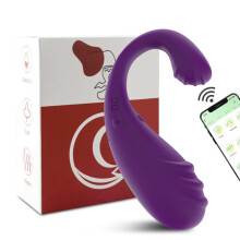 (Purple with box) Long Distance Bluetooth Wearable Panty Vibrator APP Control Clit G Spot Massager Dual Stimulation Mini Egg for Couple Adult Toys