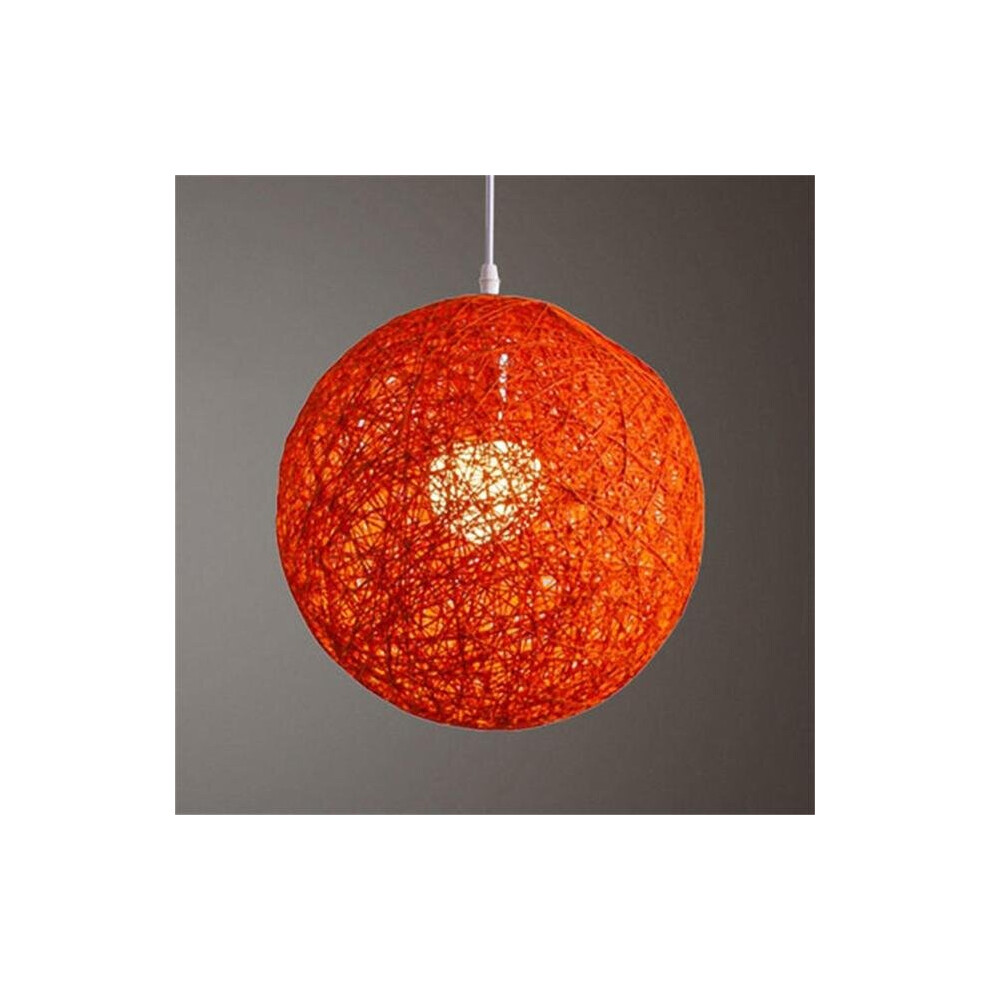 (Orange) Round Concise Hand-woven Rattan Vine Ball Pendant Lampshade Light Lamp Shades Light Accessories(15cm Diameter)
