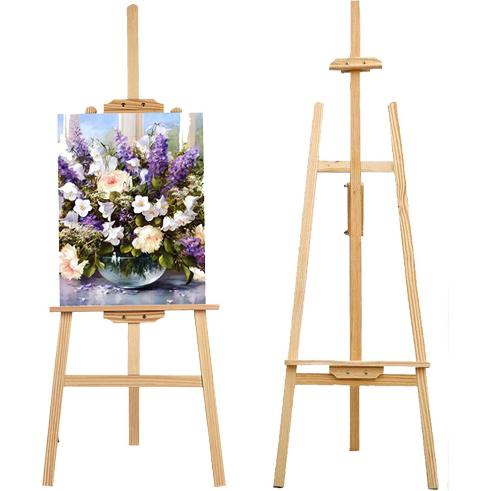 (59Inch/150CM) Easel Stand Wooden Artist Easel Stand Drawing Easel Portable Easel for Painting Wedding Display Exhibition