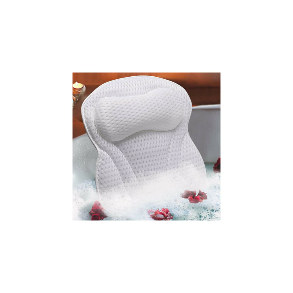 (  white) Luxury Spa Bath Pillow Cushion Premium Waterproof 4D Mesh Neck Back Comfortable