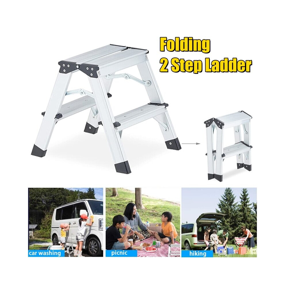 Aluminium 2 Step Ladder Double Folding 2 Tread Step Stool Ladder