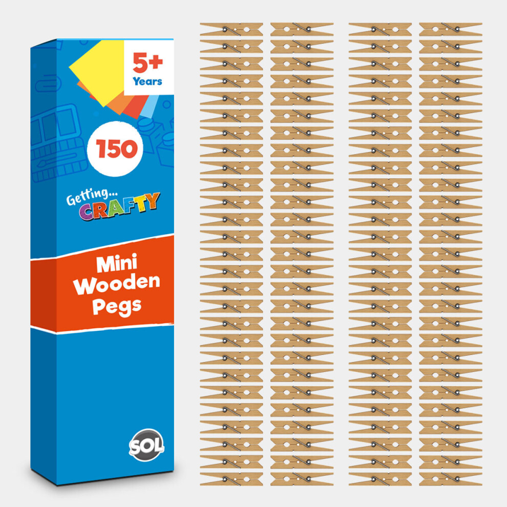 Sol 150 Mini Wooden Pegs Craft 25Mm Hanging Photo Clothes Clips