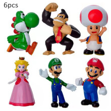 6 stuks Super Mario Bros PVC actiefiguur speelgoed Set Kids Verjaardag Cake Topper Decoratie Gifts