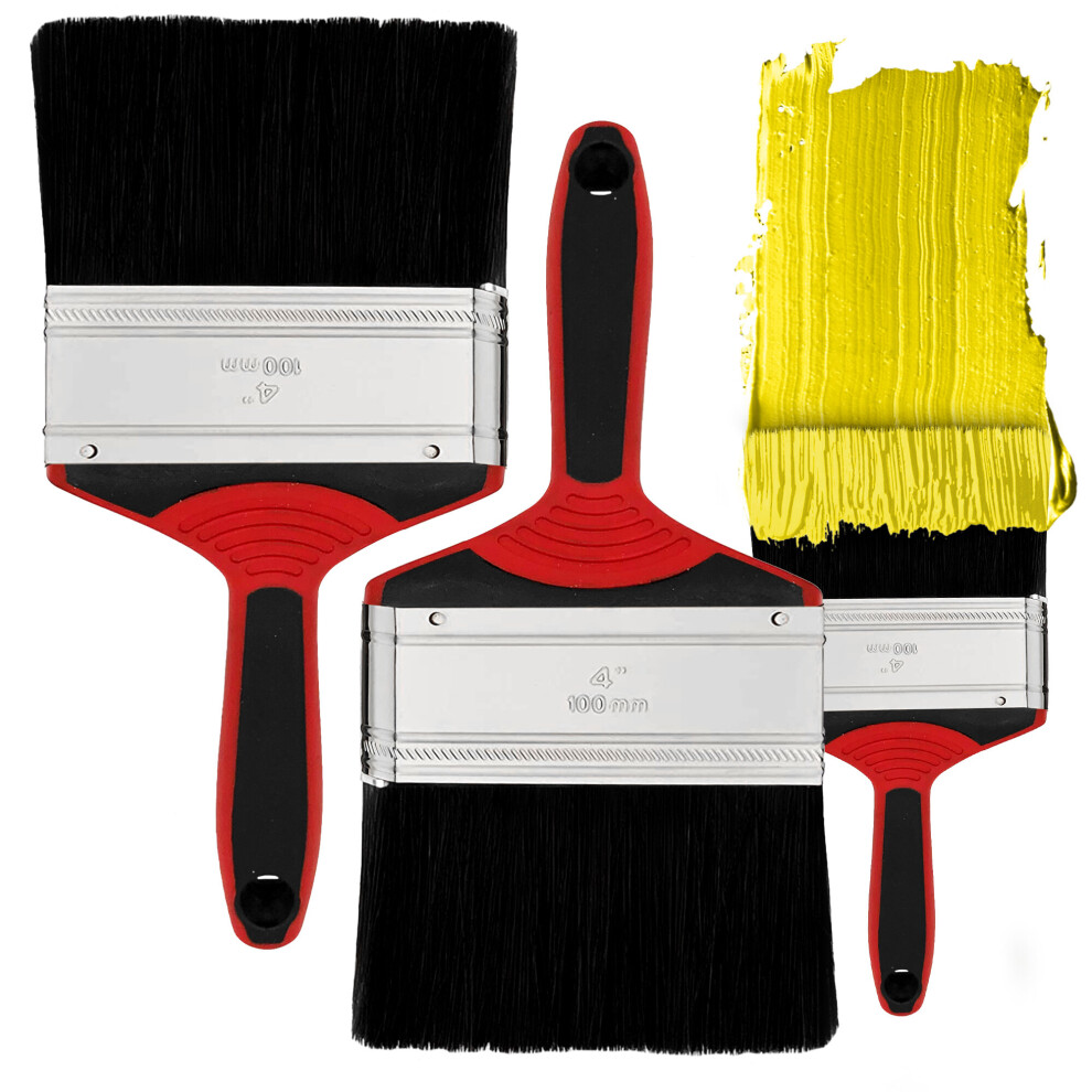 2x 4 Inch Paint Brush 4" Brushes Wall Fence Decorating Painting Set