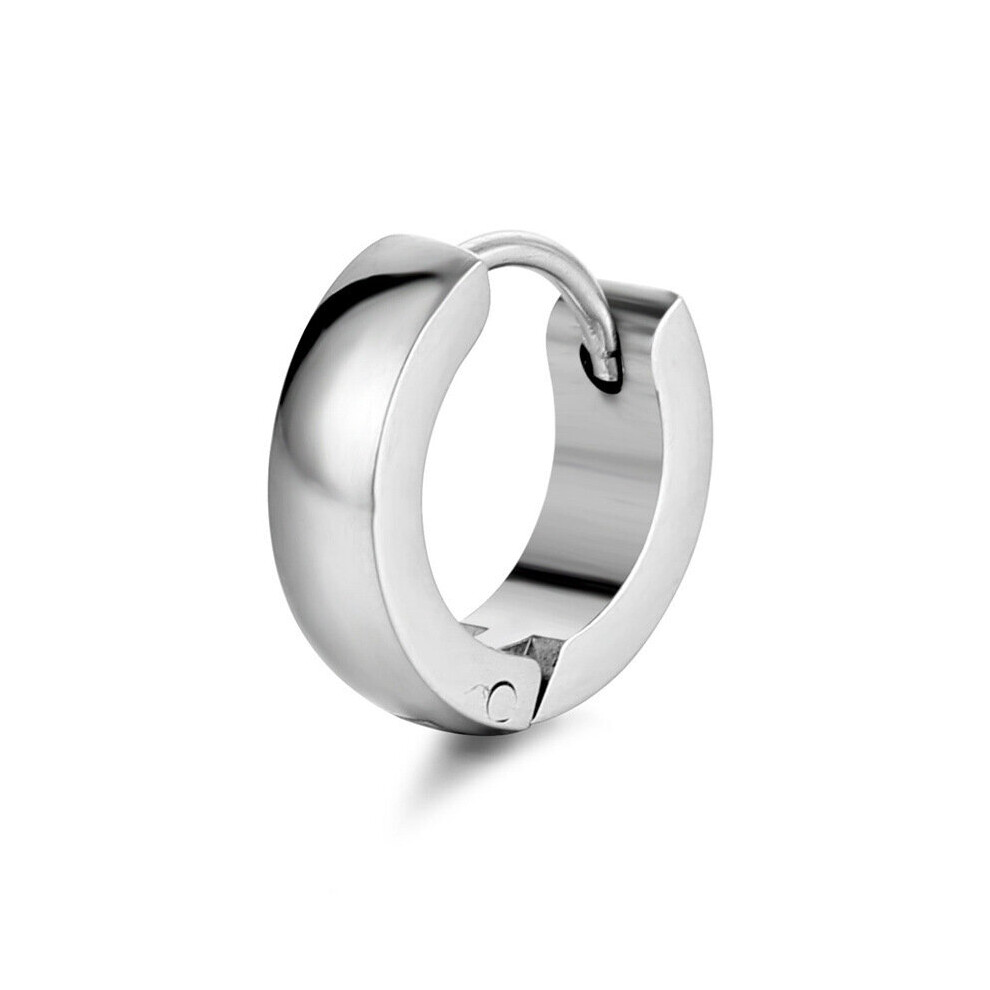 Mens Titanium Steel Round Ear Buckle Stainless Steel Ear Stud Earrings