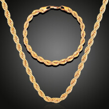 Necklace Bracelet Men And Women 18 Golden Plated European Classic Silver Twist Necklace Bride Engagement Ornaments