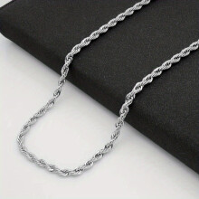 1pc Boys Plain Twist Stainless Steel Necklace Different Sizes 50 04cm 55 59
